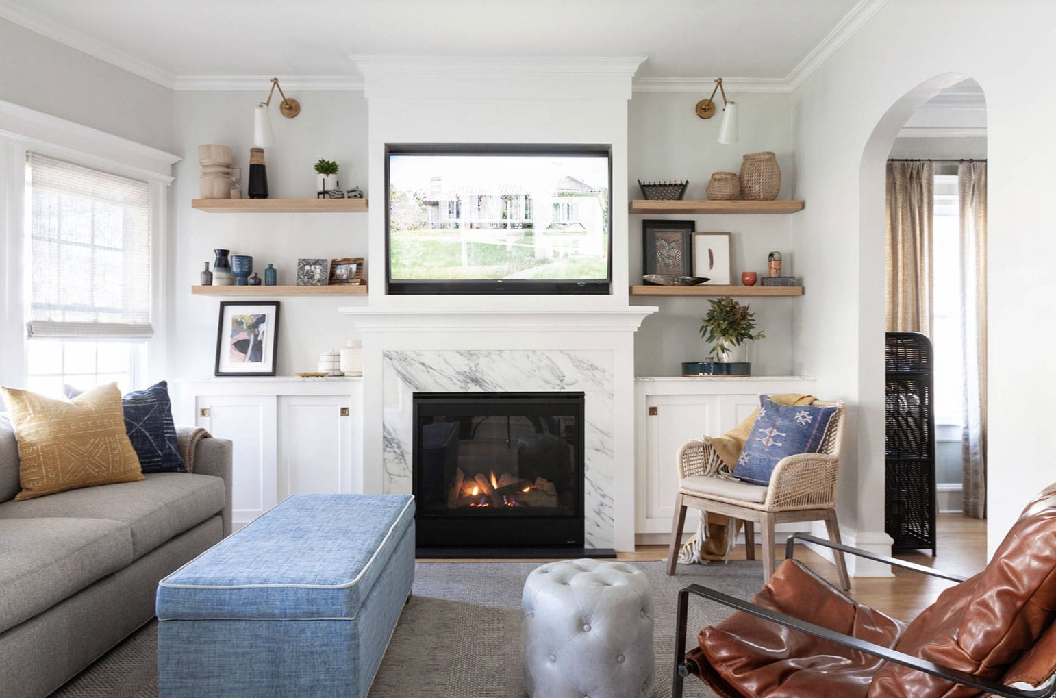 9 Elegant Ways to Decorate Floating Shelves Around a Fireplace